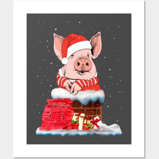 pig santa claus. Posters and Art